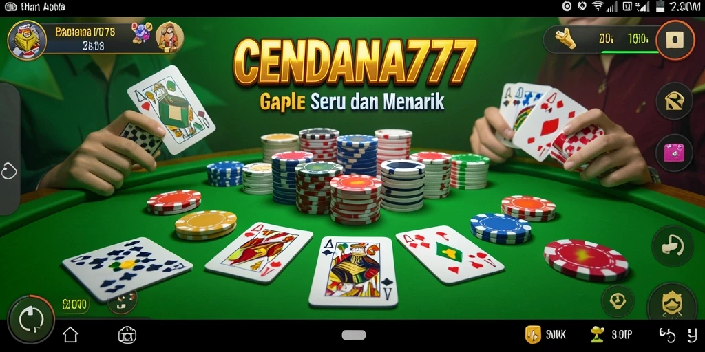 Tampilan utama gameplay Gaple CENDANA777 yang menyenangkan.