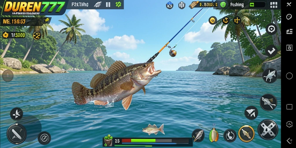 Screenshot gameplay DUREN777 menampilkan aksi memancing yang seru dan mengasyikkan.