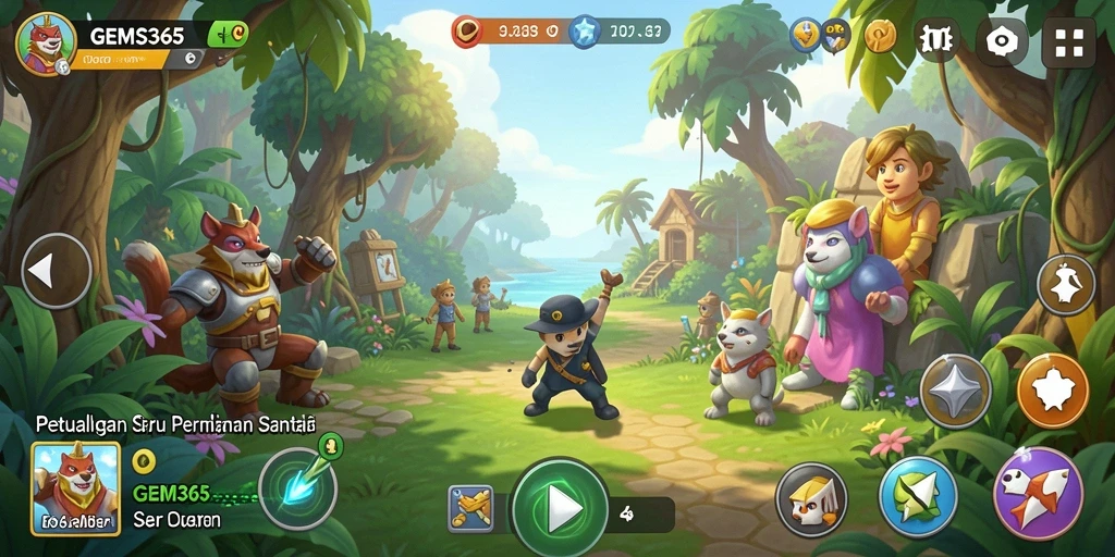 Tampilan gameplay GEMS365 yang menyenangkan dan menghibur.
