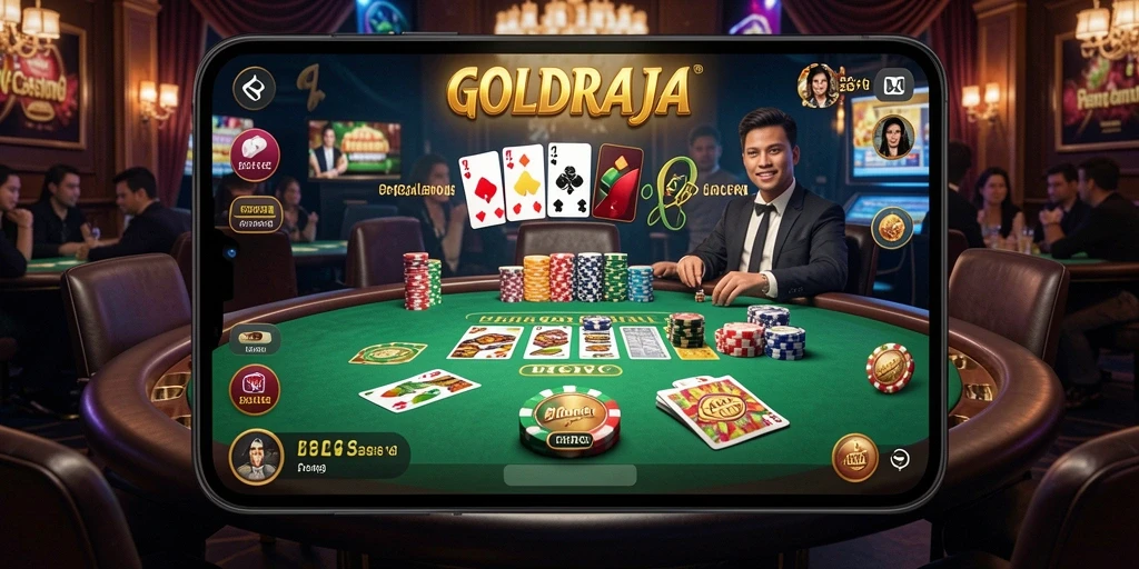 Tampilan menarik gameplay Live Casino di GOLDRAJA.