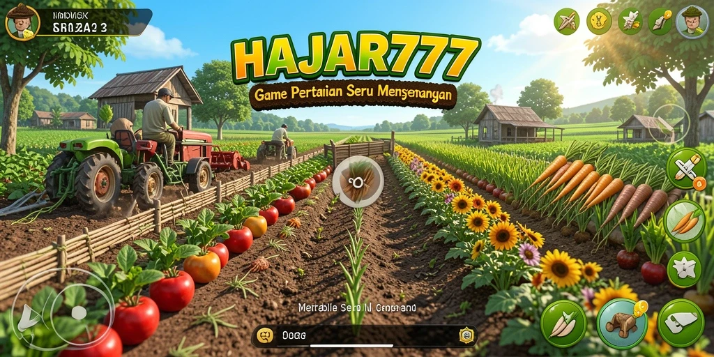 Tampilan gameplay HAJAR777 saat mengelola lahan pertanian.