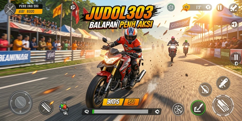 Tampilan gameplay seru di JUDOL303 dengan motor balap yang tercepat.