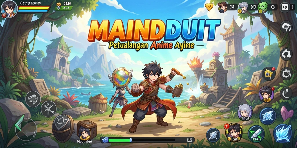 Gameplay dinamis di MAINDUIT dengan karakter Anime yang menarik.
