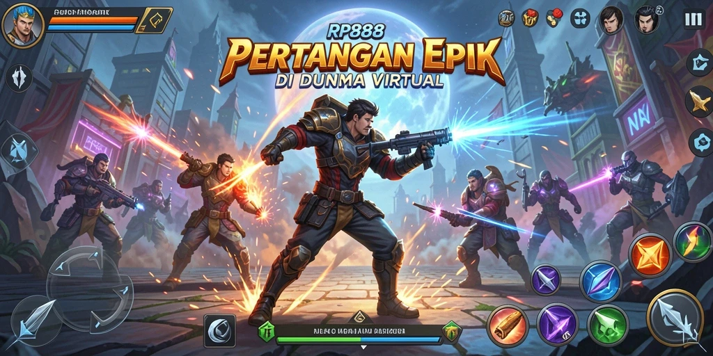 Tampilan gameplay RP888 yang mendebarkan dan penuh aksi bertarung.