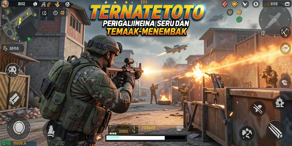 Tampilan gameplay seru TERNATETOTO dalam aksi tembak-menembak.