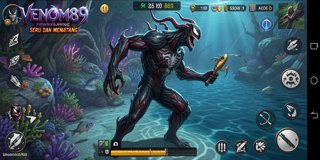 Tampilan gameplay memancing yang mendebarkan dan menenangkan di VENOM889.