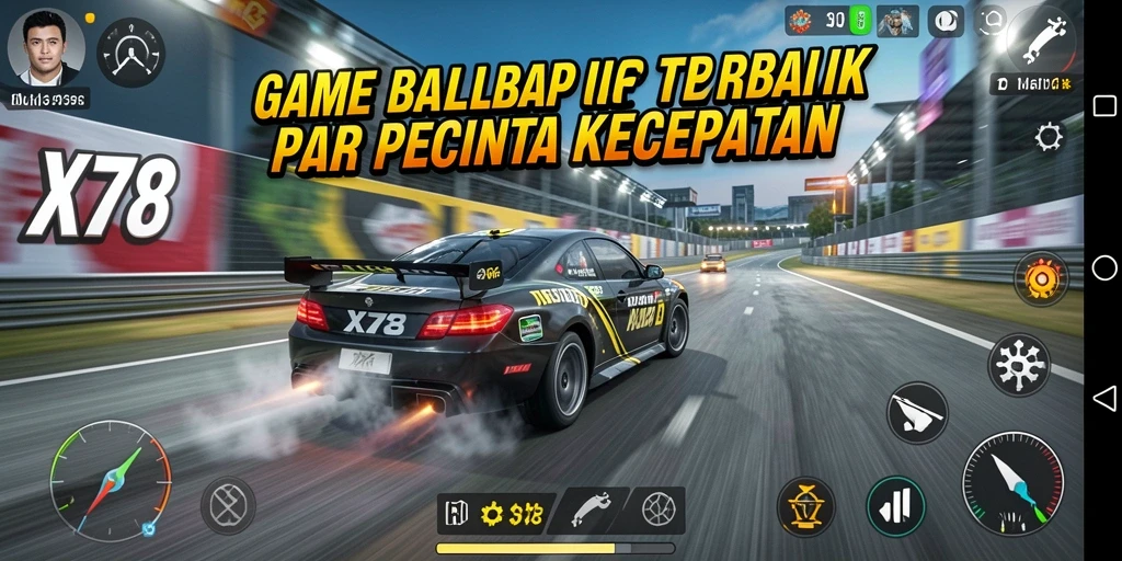 Gameplay X78 yang menegangkan dan menampilkan aksi balap seru.